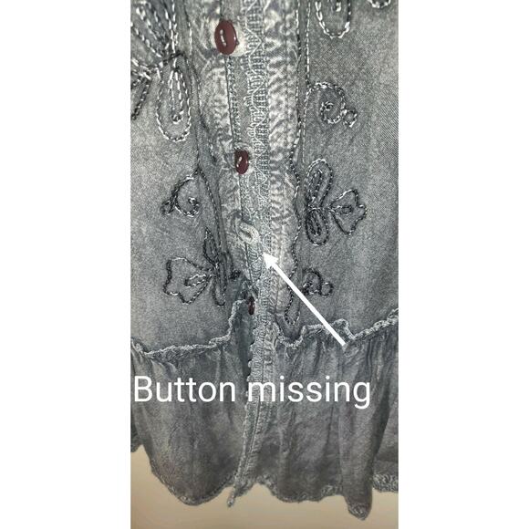 Rebellion Again Dress Sz M Fairy Grunge Gothic Embroidery Gray Acid Wash Purple - Picture 8 of 14